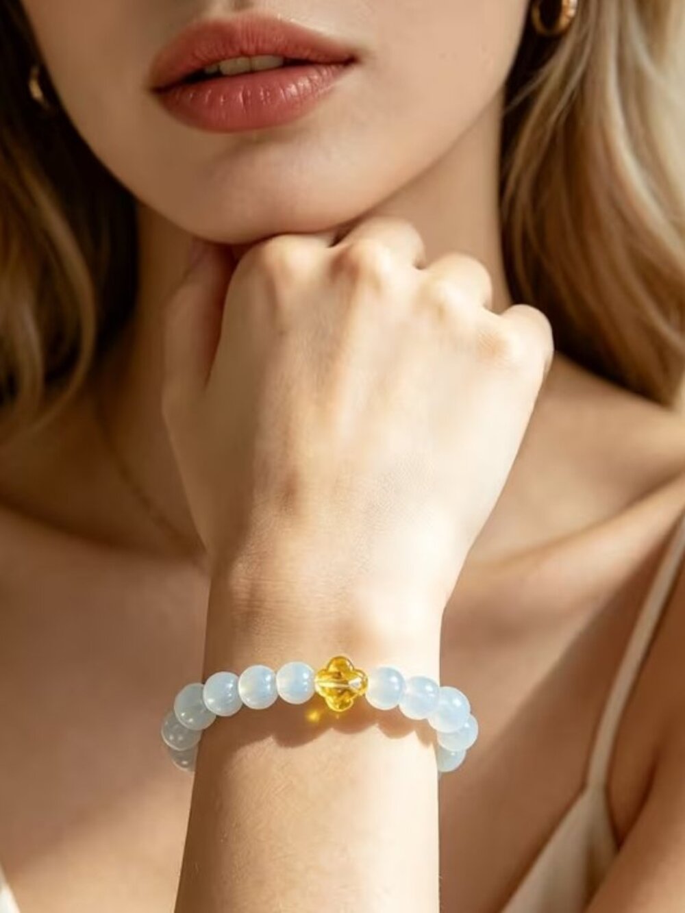 Moonstone Bracelet Unisex 6mm Beaded Stretch Crystal Boho Jewelry New